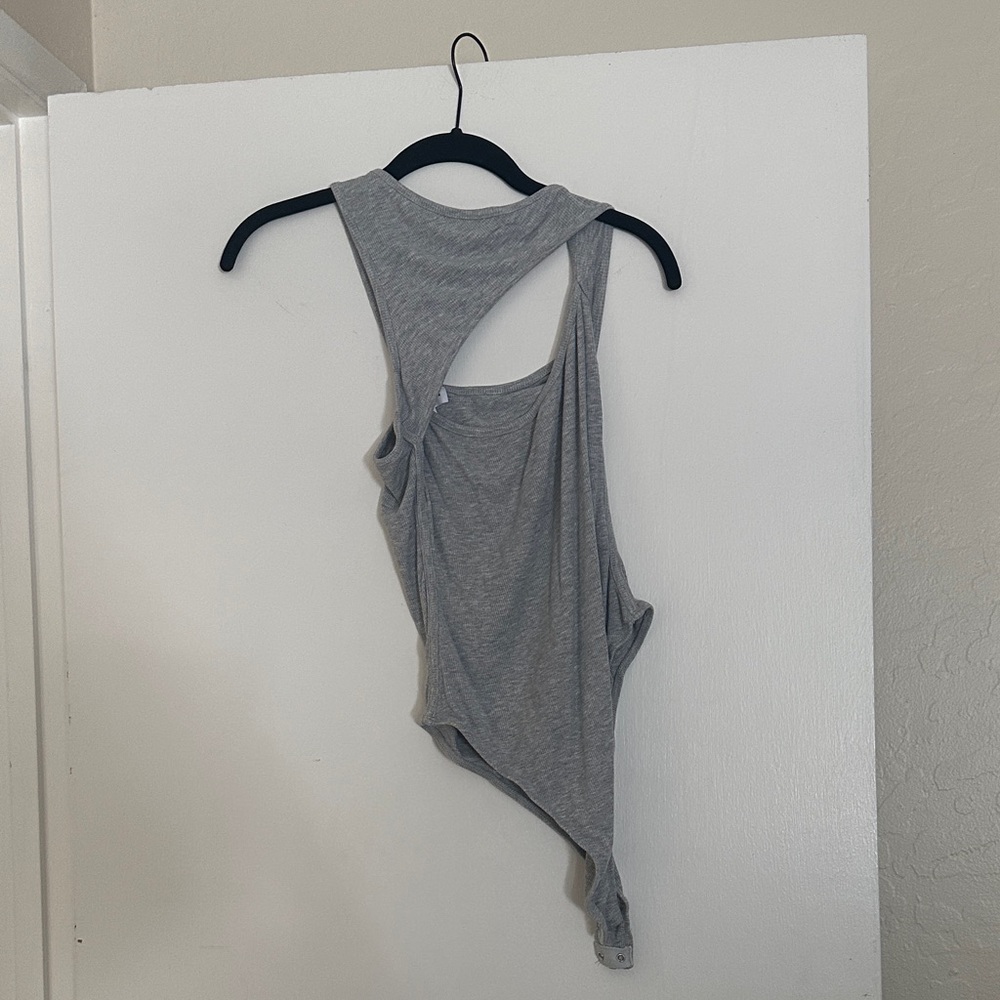 Superdown Heather Gray One Shoulder Bodysuit - image 2